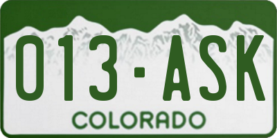 CO license plate 013ASK