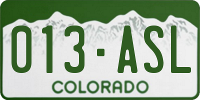 CO license plate 013ASL