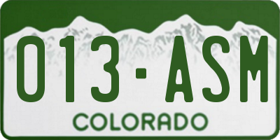 CO license plate 013ASM