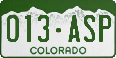 CO license plate 013ASP