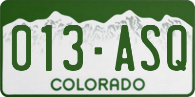 CO license plate 013ASQ