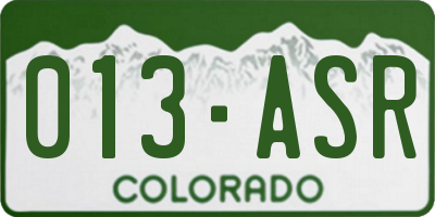 CO license plate 013ASR