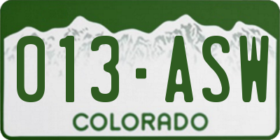 CO license plate 013ASW