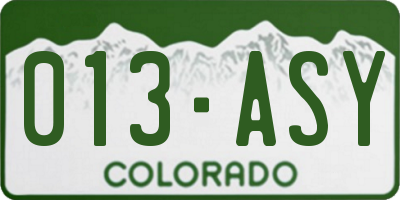 CO license plate 013ASY