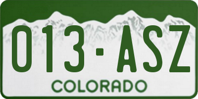 CO license plate 013ASZ