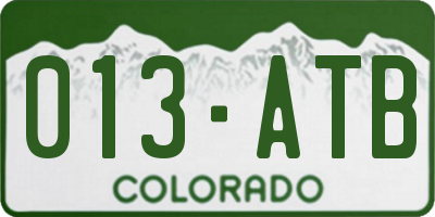 CO license plate 013ATB