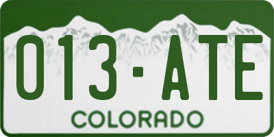 CO license plate 013ATE