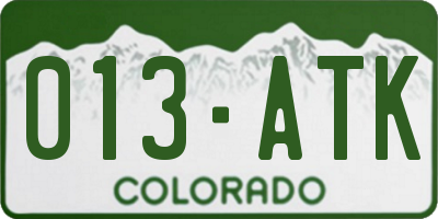 CO license plate 013ATK