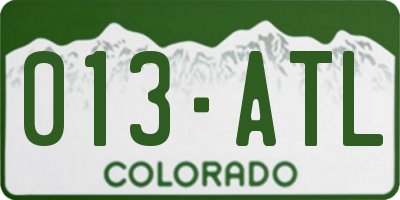 CO license plate 013ATL
