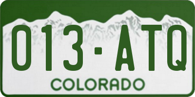 CO license plate 013ATQ