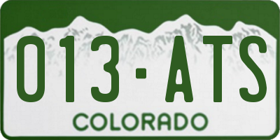 CO license plate 013ATS