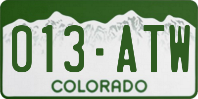 CO license plate 013ATW