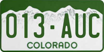 CO license plate 013AUC