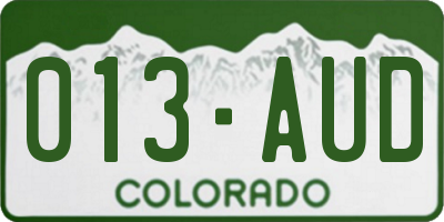 CO license plate 013AUD