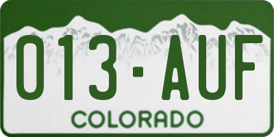 CO license plate 013AUF