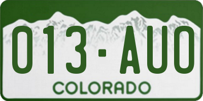 CO license plate 013AUO