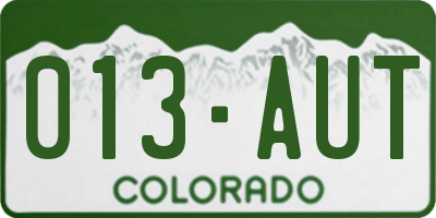 CO license plate 013AUT