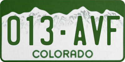 CO license plate 013AVF