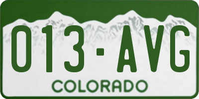 CO license plate 013AVG