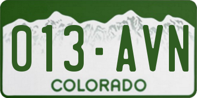 CO license plate 013AVN
