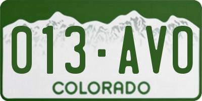 CO license plate 013AVO