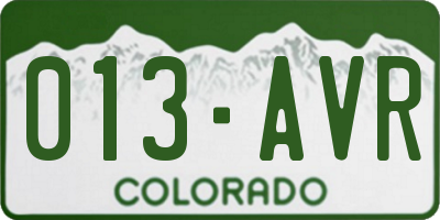 CO license plate 013AVR