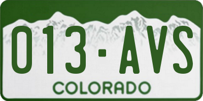 CO license plate 013AVS