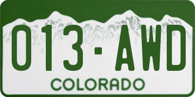 CO license plate 013AWD