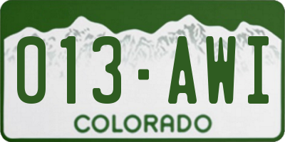 CO license plate 013AWI