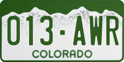 CO license plate 013AWR