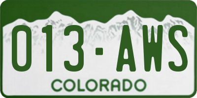 CO license plate 013AWS