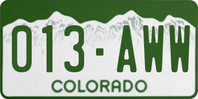 CO license plate 013AWW