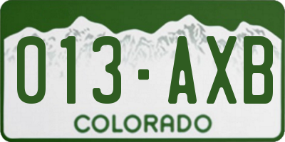 CO license plate 013AXB