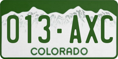 CO license plate 013AXC