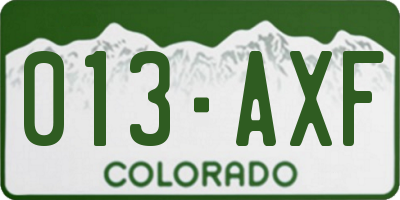 CO license plate 013AXF
