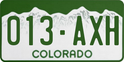 CO license plate 013AXH