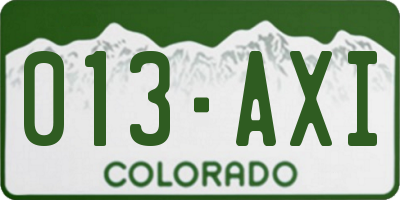 CO license plate 013AXI