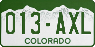 CO license plate 013AXL