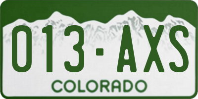 CO license plate 013AXS
