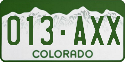 CO license plate 013AXX