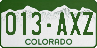 CO license plate 013AXZ