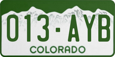 CO license plate 013AYB
