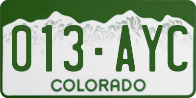 CO license plate 013AYC