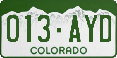 CO license plate 013AYD