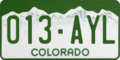 CO license plate 013AYL
