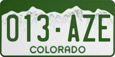 CO license plate 013AZE