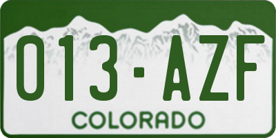 CO license plate 013AZF