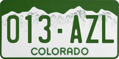 CO license plate 013AZL