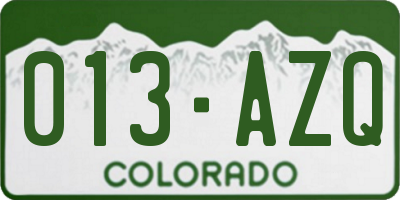 CO license plate 013AZQ