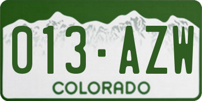 CO license plate 013AZW